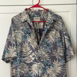 Cooke Street Honolulu Men's Button Down Collard Shirt, XL, Blue w/Flowers SS